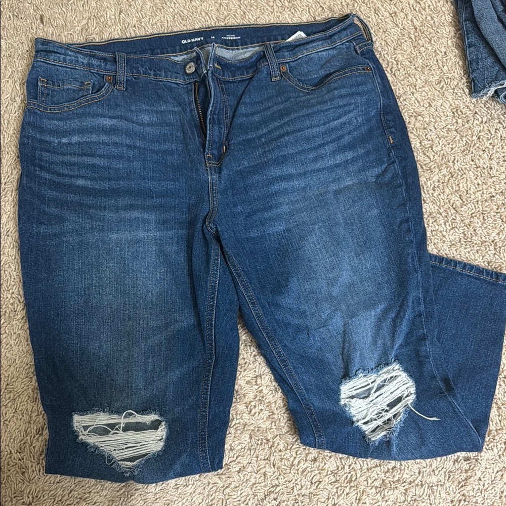 Old Navy Blue Boyfriend Distressed Jeans